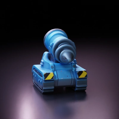 Tank-like drill machine with caterpillar tracks, futuristic design.