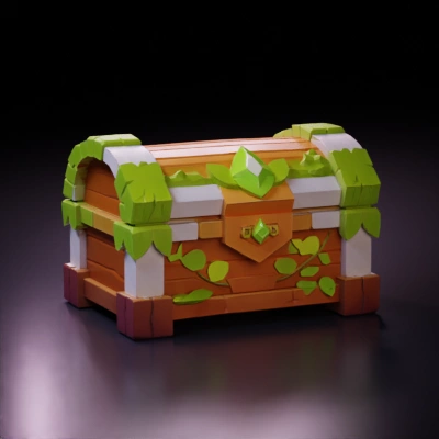 Decorated wooden treasure chest.