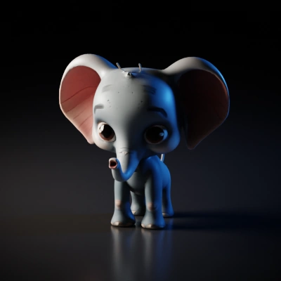 Cute baby elephant, cartoon style.