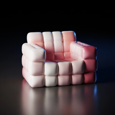 Soft pink and white chair.