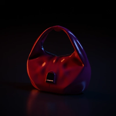 Handbag with a soft, rounded design.