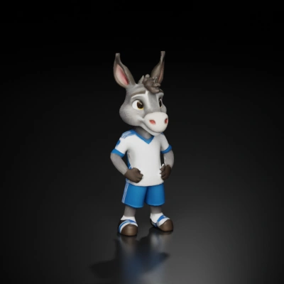 Anthropomorphic donkey, casual sports outfit.
