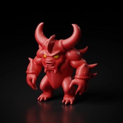 Demonic creature with menacing horns and claws. celshading