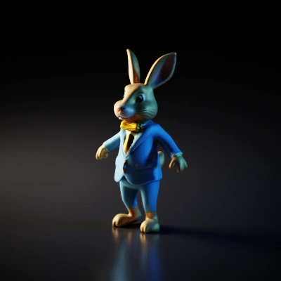 Anthropomorphic rabbit dressed in a suit.