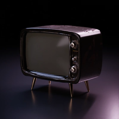 Vintage television set with knobs, retro design.