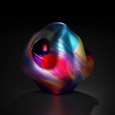 Abstract 3D shape, concentric layers and curves.