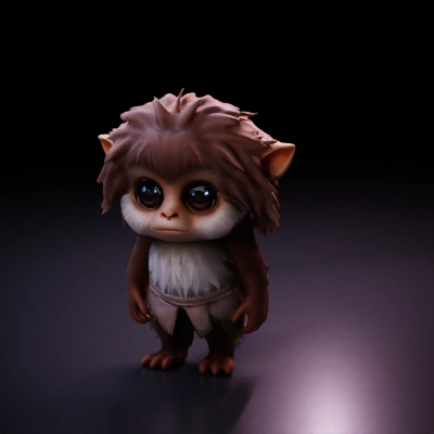 Adorable creature with big eyes and fur.