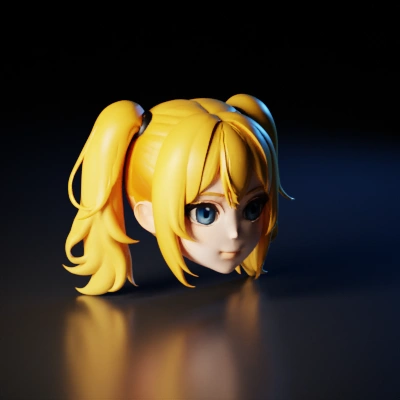 Blonde twin-tailed anime hairstyle.