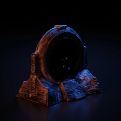 Circular portal with starry void, sci-fi theme.
