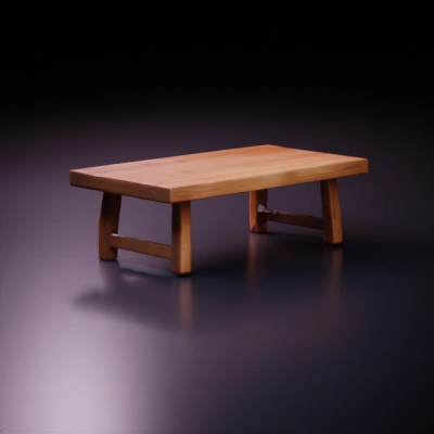 Wooden dining table, simple design, rectangular shape. 
Dark wood.