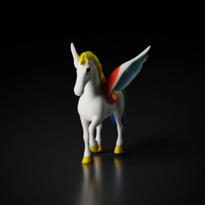 Pegasus with rainbow wings and tail.