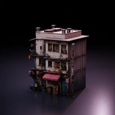 A two-story old building.