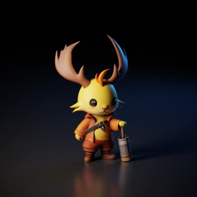 cute animal character with antlers.