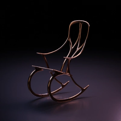 Wooden rocking chair, classic furniture design.