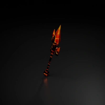 Molten lava-themed spear with jagged edges, fantasy weapon.