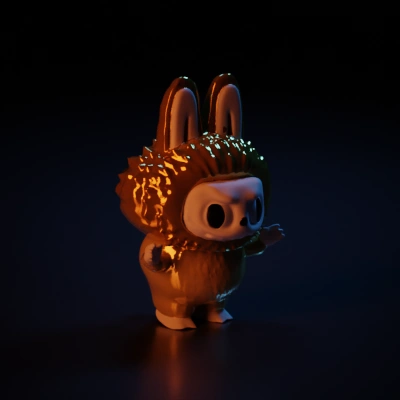 angry cartoon character in gold bunny suit.