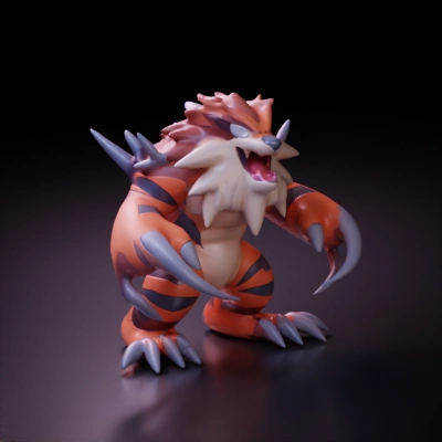 Tiger-like creature, fierce and clawed, fantasy character.