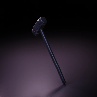 Sledgehammer, simple construction, long handle.