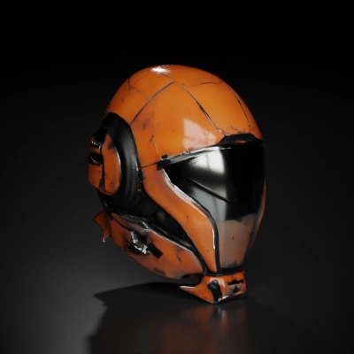 Futuristic sci-fi helmet, visor, detailed.