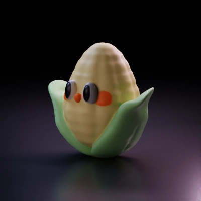 Cute corn character with leaf arms.