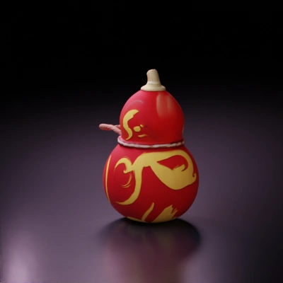 Gourd-shaped artifact with decorative patterns.