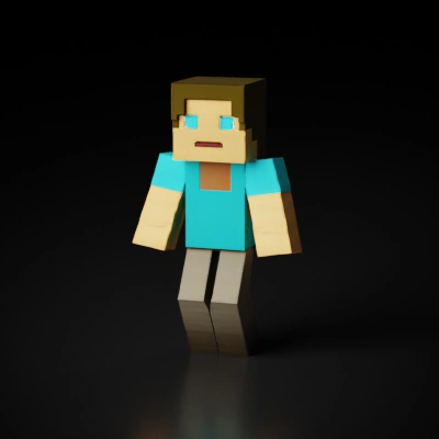 Blocky video game character.