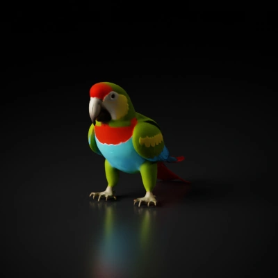 Parrot with curved beak and bright feathers.