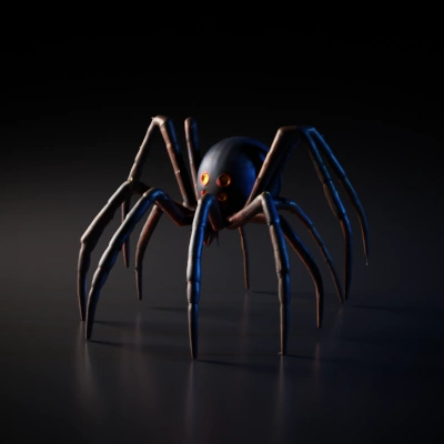 large spider with glowing eyes.