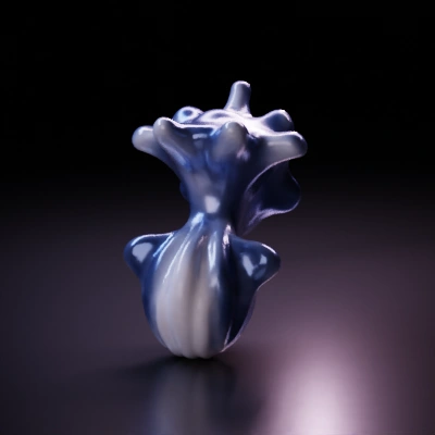 Abstract smooth organic shape soap with bulbous extensions.
