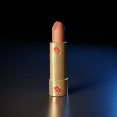 Lipstick with floral-patterned casing.
