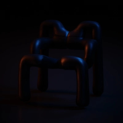 Modern abstract chair with unique segmented design.