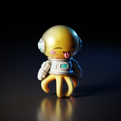 Cute octopus astronaut character.