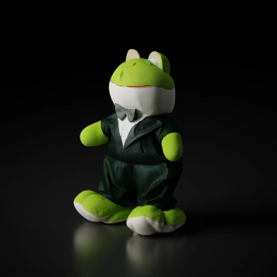 plush frog in tuxedo.