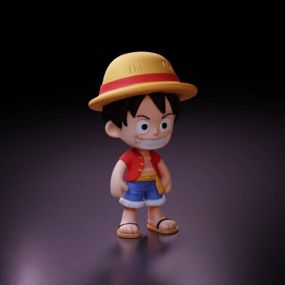 Cartoon boy in straw hat and red shirt.