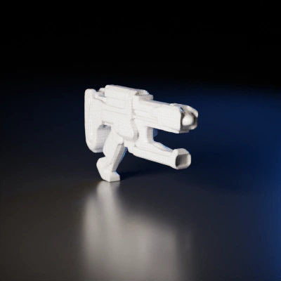 Futuristic sci-fi blaster, handheld weapon.