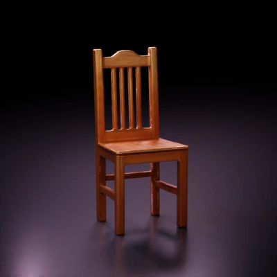 Create a 3D model of a traditional Chinese wooden chair, typical of those purchased between 2008 and 2012. The chair should be constructed primarily of dark-stained hardwood, likely elm or rosewood. It stands at a height suitable for comfortable seating, with the seat back reaching approximately to an average adult's mid-torso when seated. The overall design is elegant yet functional, featuring clean lines and subtle curves characteristic of Chinese furniture.

The chair shows clear signs of regular use and age. The wood surface has a patina of wear, with slight fading of the original finish, especially on the armrests and seat edges. Small scratches and scuffs are visible in high-use areas. The joints, particularly where the legs meet the seat and where the back spindles connect, display slight looseness and have accumulated dirt, appearing as small black dots or smudges.

The seat is wide and slightly contoured for comfort, with a gentle slope towards the back. The backrest features
