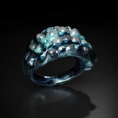Crystalline ring with embedded stones.