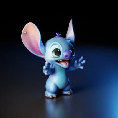 Smiling cartoon alien creature with large ears.
