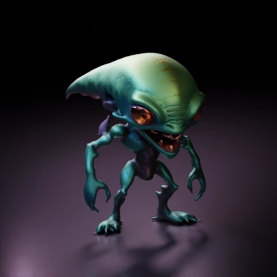 Dinosaur-like alien creature with menacing expression.