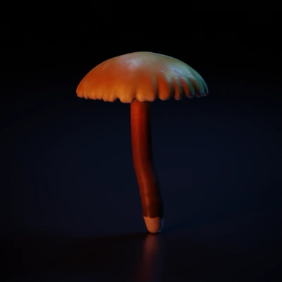 Glowing bioluminescent jellyfish with umbrella-like shape.