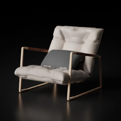 Modern cushioned chair with minimalist frame.
