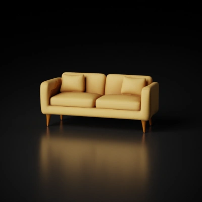 Modern three-seater sofa, minimalist design.