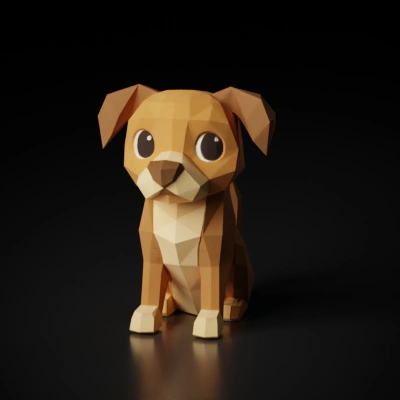 low-poly cartoon dog.
