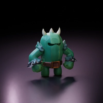 Cactus-themed monster with spikes and clenched fists.