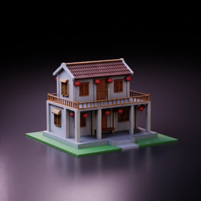Traditional two-story house.