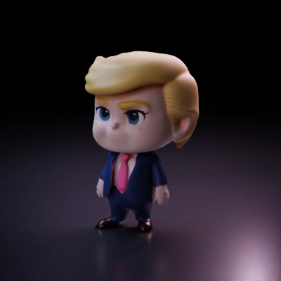 Chibi-style businessman figure, cartoonish suit and tie.