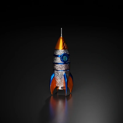 Small detailed rocket ship, futuristic toy.