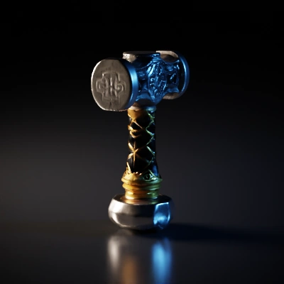 Intricately detailed hammer, ornate design, fantasy weapon.