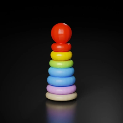 Stacked toy rings pyramid.