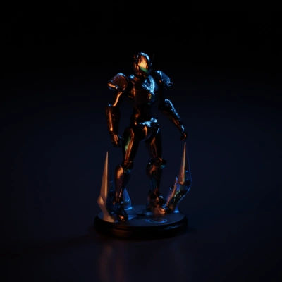 Battle-ready futuristic robot with advanced armor and details.